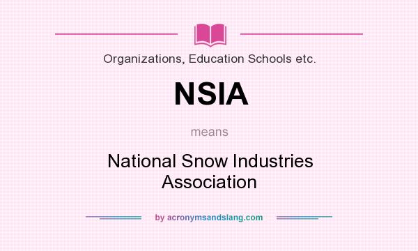What does NSIA mean? It stands for National Snow Industries Association