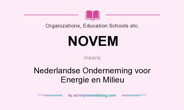 What does NOVEM mean? It stands for Nederlandse Onderneming voor Energie en Milieu