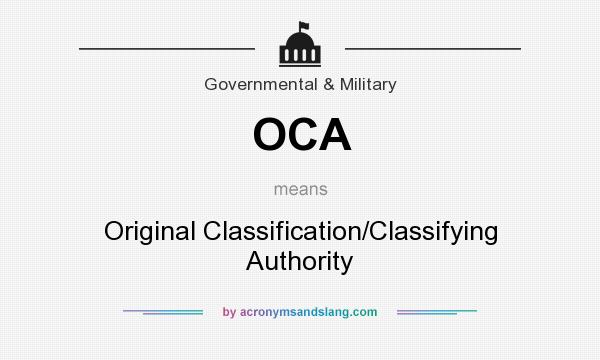 What does OCA mean? It stands for Original Classification/Classifying Authority
