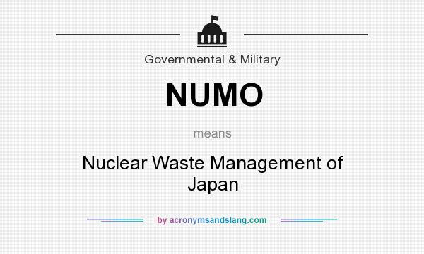 What does NUMO mean? It stands for Nuclear Waste Management of Japan