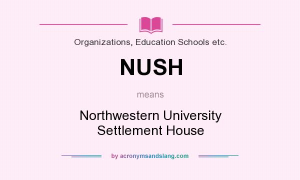 What does NUSH mean? It stands for Northwestern University Settlement House