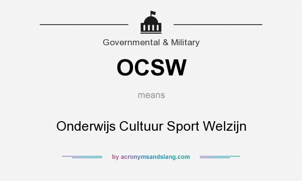 What does OCSW mean? It stands for Onderwijs Cultuur Sport Welzijn