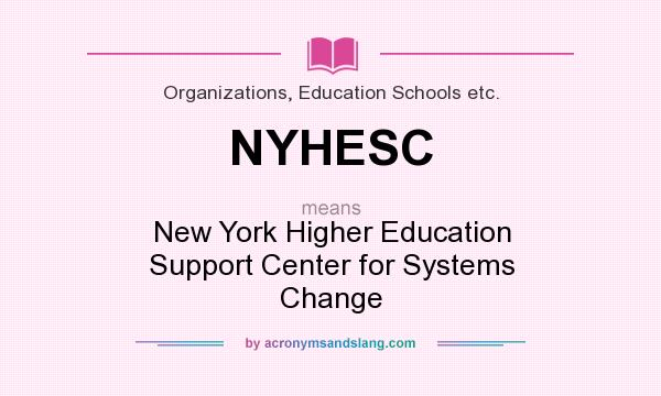 What does NYHESC mean? It stands for New York Higher Education Support Center for Systems Change