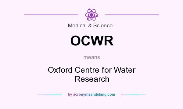 What does OCWR mean? It stands for Oxford Centre for Water Research