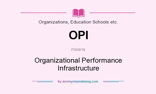 What does OPI mean? It stands for Organizational Performance Infrastructure