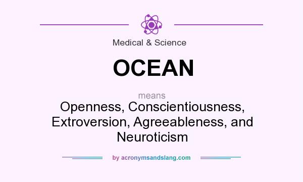 What does OCEAN mean? It stands for Openness, Conscientiousness, Extroversion, Agreeableness, and Neuroticism