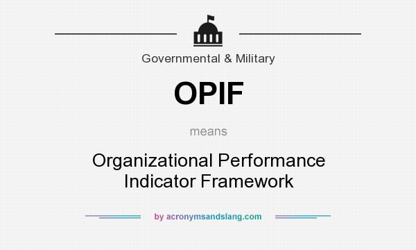 What does OPIF mean? It stands for Organizational Performance Indicator Framework