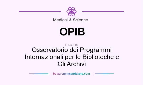 What does OPIB mean? It stands for Osservatorio dei Programmi Internazionali per le Biblioteche e Gli Archivi