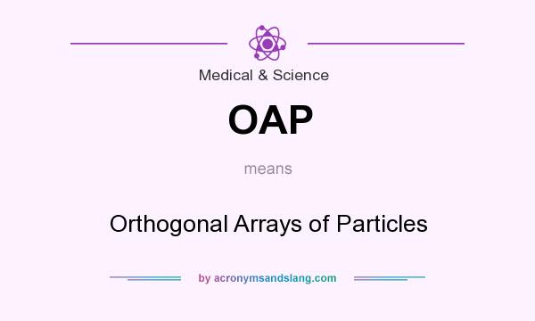 What does OAP mean? It stands for Orthogonal Arrays of Particles