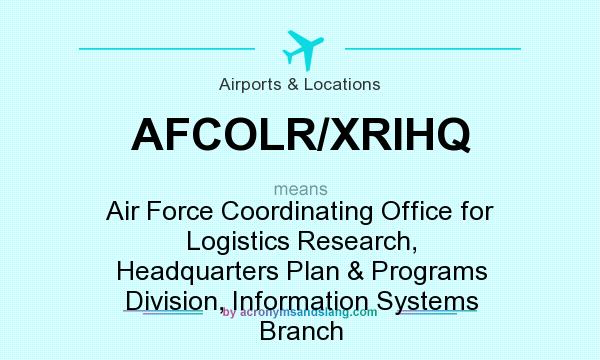 What does AFCOLR/XRIHQ mean? It stands for Air Force Coordinating Office for Logistics Research, Headquarters Plan & Programs Division, Information Systems Branch