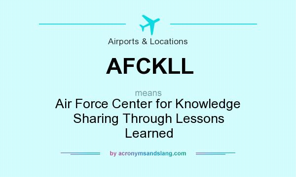 What does AFCKLL mean? It stands for Air Force Center for Knowledge Sharing Through Lessons Learned