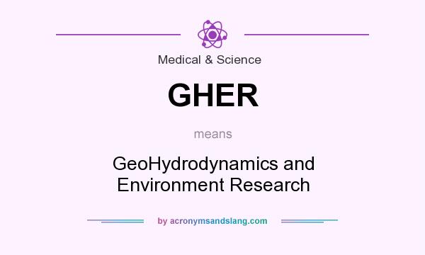 What does GHER mean? It stands for GeoHydrodynamics and Environment Research