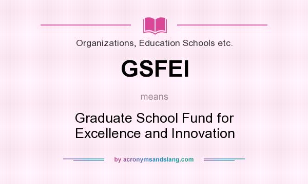 What does GSFEI mean? It stands for Graduate School Fund for Excellence and Innovation