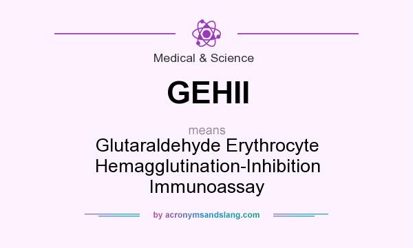 What does GEHII mean? It stands for Glutaraldehyde Erythrocyte Hemagglutination-Inhibition Immunoassay