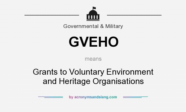 What does GVEHO mean? It stands for Grants to Voluntary Environment and Heritage Organisations