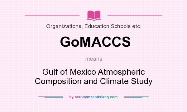 What does GoMACCS mean? It stands for Gulf of Mexico Atmospheric Composition and Climate Study