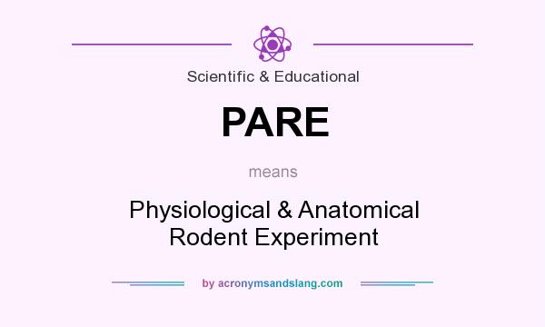 What does PARE mean? It stands for Physiological & Anatomical Rodent Experiment