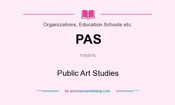 What does PAS mean? It stands for Public Art Studies