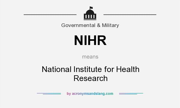 What does NIHR mean? It stands for National Institute for Health Research