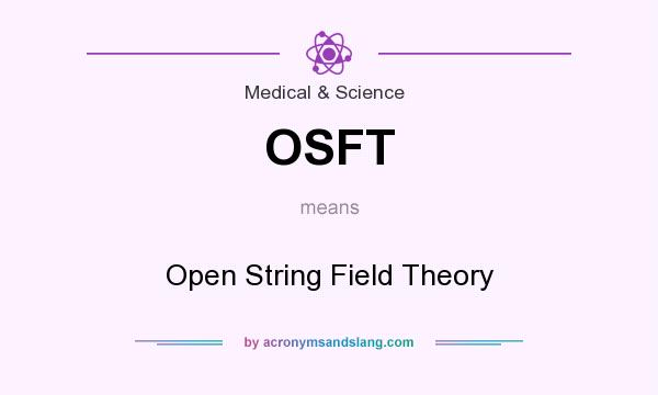 What does OSFT mean? It stands for Open String Field Theory