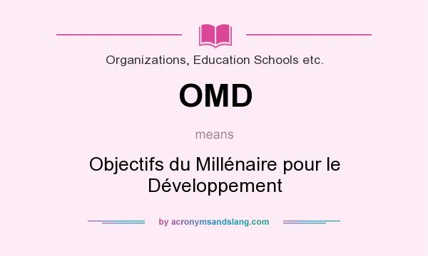 What does OMD mean? It stands for Objectifs du Millénaire pour le Développement