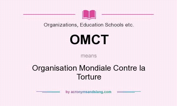 What does OMCT mean? It stands for Organisation Mondiale Contre la Torture