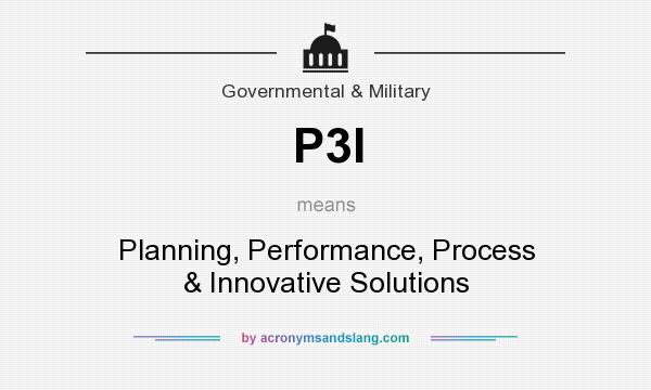What does P3I mean? It stands for Planning, Performance, Process & Innovative Solutions