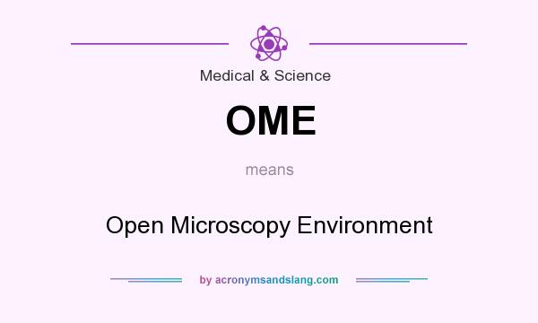 What does OME mean? It stands for Open Microscopy Environment