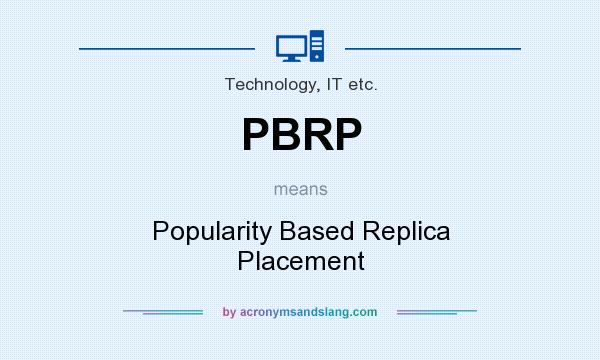 What does PBRP mean? It stands for Popularity Based Replica Placement