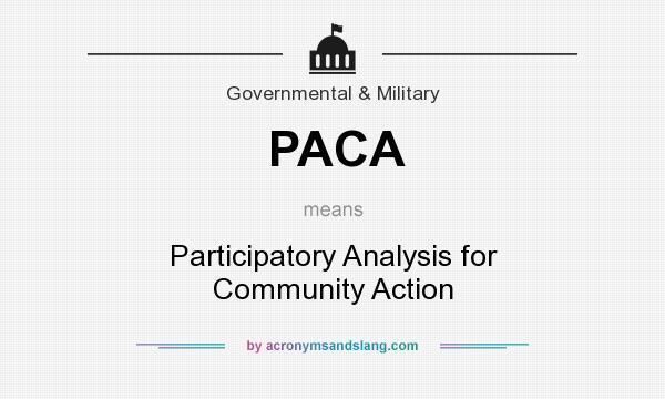 What does PACA mean? It stands for Participatory Analysis for Community Action