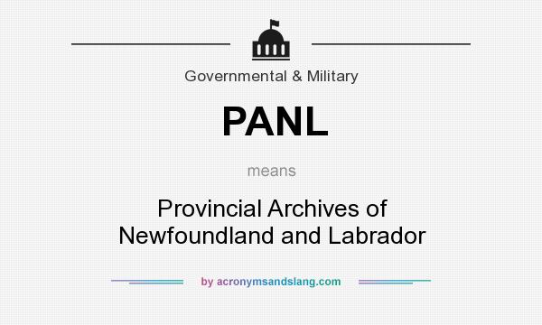 What does PANL mean? It stands for Provincial Archives of Newfoundland and Labrador