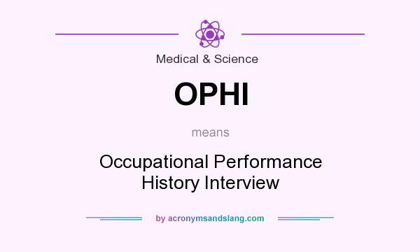 What does OPHI mean? It stands for Occupational Performance History Interview