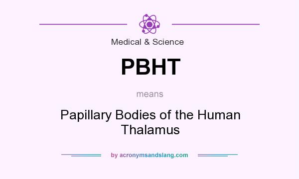 What does PBHT mean? It stands for Papillary Bodies of the Human Thalamus