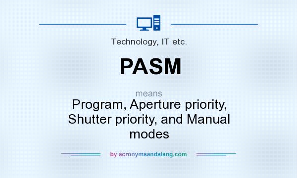 What does PASM mean? It stands for Program, Aperture priority, Shutter priority, and Manual modes