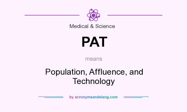 What does PAT mean? It stands for Population, Affluence, and Technology