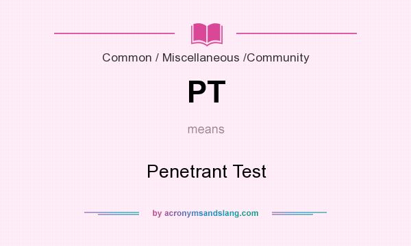 What does PT mean? It stands for Penetrant Test