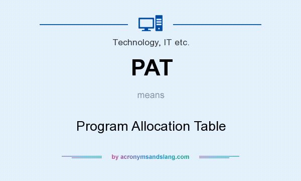 What does PAT mean? It stands for Program Allocation Table