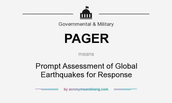 What does PAGER mean? It stands for Prompt Assessment of Global Earthquakes for Response