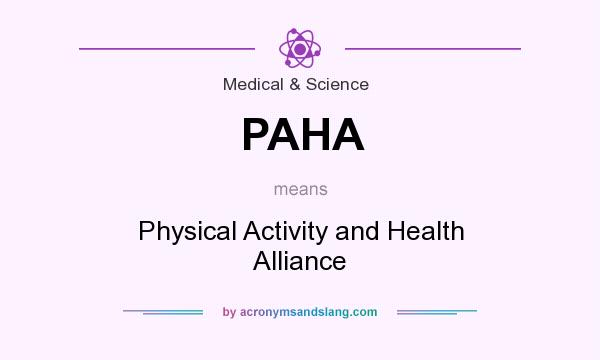 What does PAHA mean? It stands for Physical Activity and Health Alliance