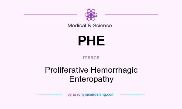 What does PHE mean? It stands for Proliferative Hemorrhagic Enteropathy