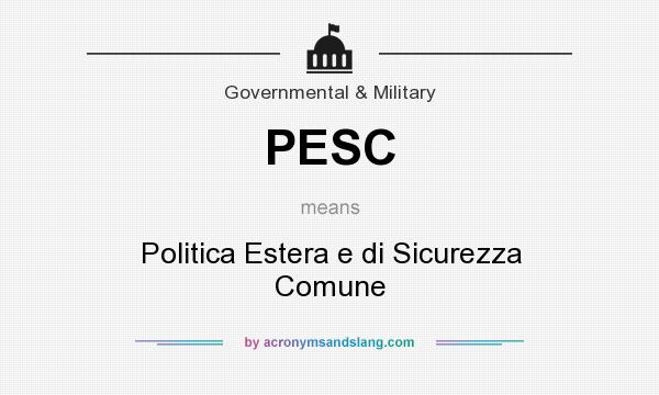 What does PESC mean? It stands for Politica Estera e di Sicurezza Comune