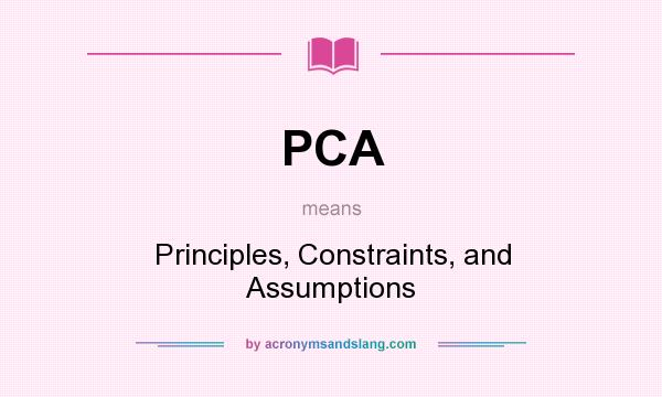 What does PCA mean? It stands for Principles, Constraints, and Assumptions