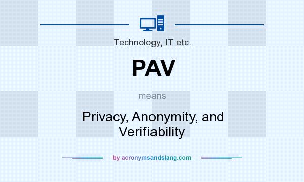 What does PAV mean? It stands for Privacy, Anonymity, and Verifiability