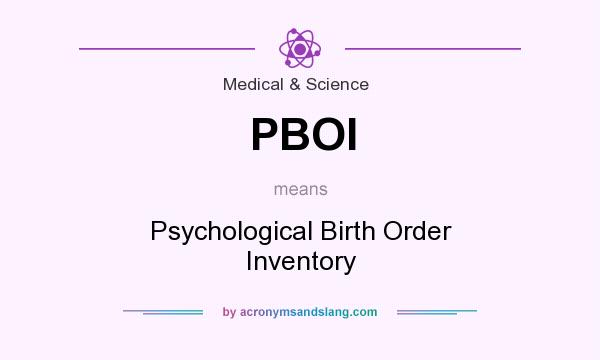 What does PBOI mean? It stands for Psychological Birth Order Inventory
