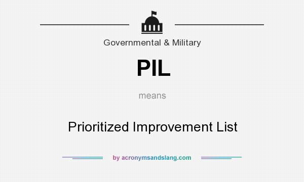 What does PIL mean? It stands for Prioritized Improvement List