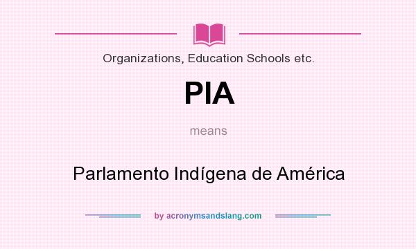 What does PIA mean? It stands for Parlamento Indígena de América