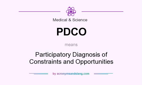 What does PDCO mean? It stands for Participatory Diagnosis of Constraints and Opportunities