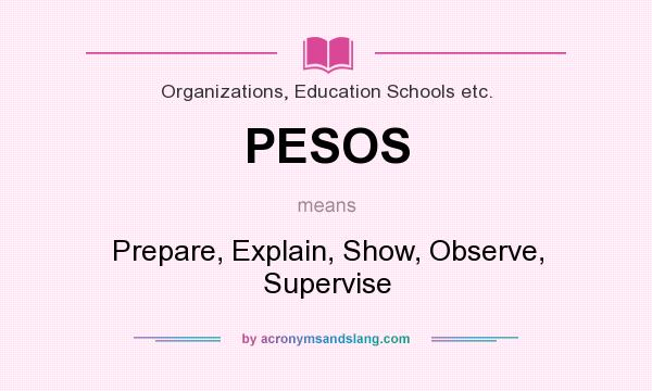 What does PESOS mean? It stands for Prepare, Explain, Show, Observe, Supervise