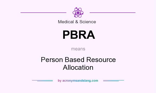 What does PBRA mean? It stands for Person Based Resource Allocation