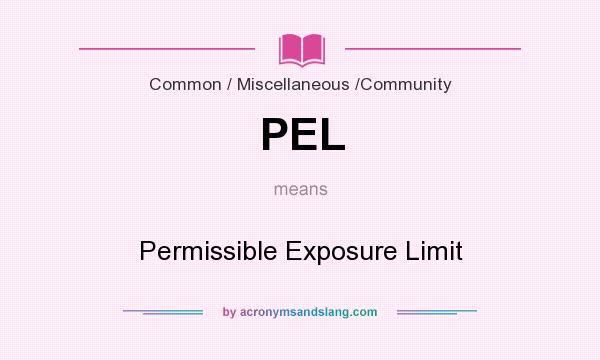 What does PEL mean? It stands for Permissible Exposure Limit